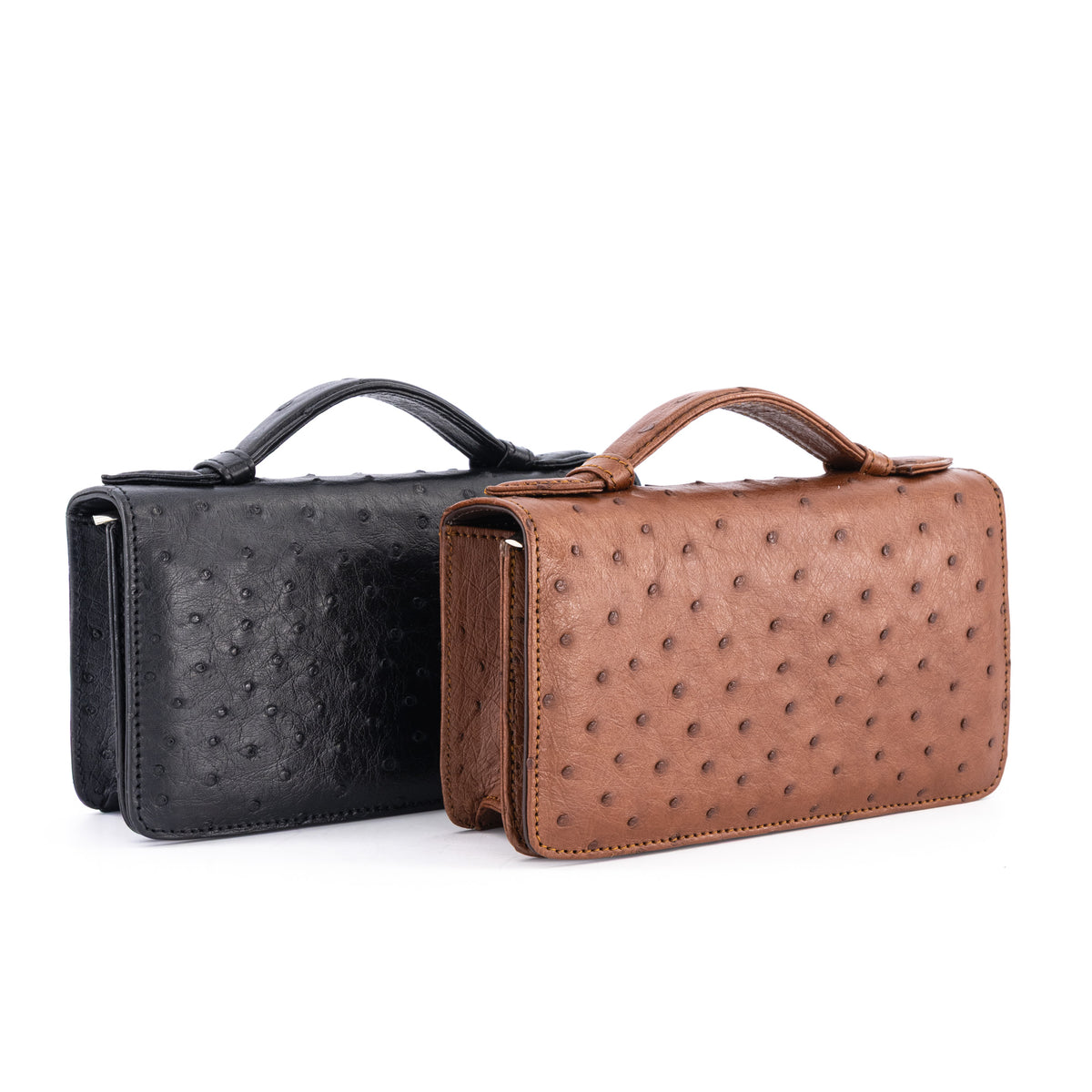 Handle Clutch Ostrich Bag