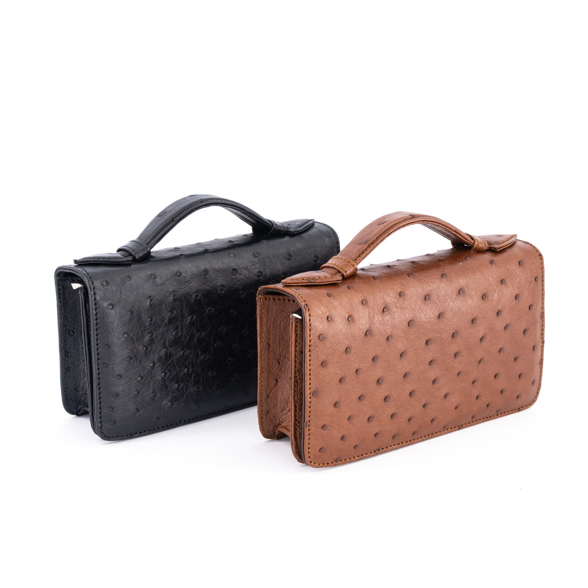 Handle Clutch Ostrich Bag