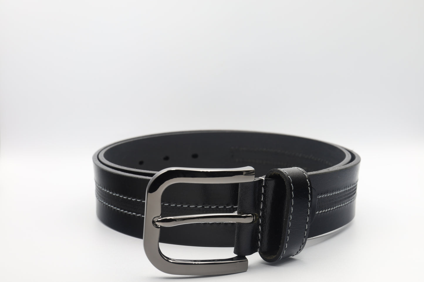 Mens Double Stitch Leather Belt